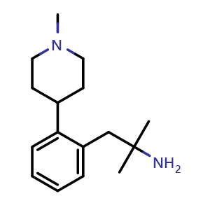 Chemical structure of 2-Methyl-1-(2-(1-methylpiperidin-4-yl)phenyl)propan-2-amine , CAS 1891604-77-5, AChemBlock W161929