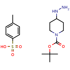 Chemical structure of tert-Butyl 4-hydrazinylpiperidine-1-carboxylate 4-methylbenzenesulfonate , CAS 2609842-67-1, AChemBlock W161935