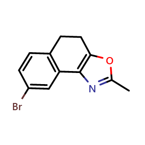 Chemical structure of 8-Bromo-2-methyl-4,5-dihydronaphtho[1,2-d]oxazole , CAS 2389009-27-0, AChemBlock W161937