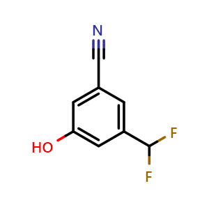 Chemical structure of 3-(Difluoromethyl)-5-hydroxybenzonitrile , CAS 874974-85-3, AChemBlock W161960