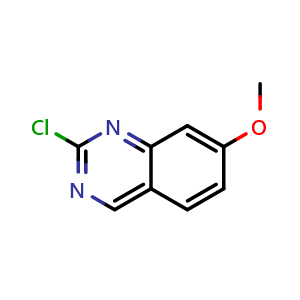 Chemical structure of 2-chloro-7-methoxyquinazoline , CAS 953039-15-1, AChemBlock W161971
