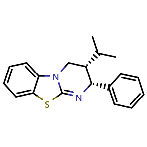 Chemical structure of (2R,3S)-3-Isopropyl-2-phenyl-3,4-dihydro-2H-benzo[4,5]thiazolo[3,2-a]pyrimidine , CAS 1699751-03-5, AChemBlock W161976