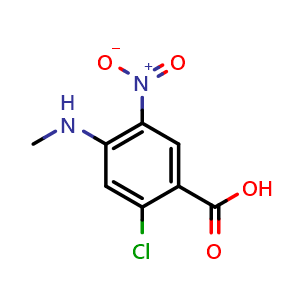 Chemical structure of 2-Chloro-4-(methylamino)-5-nitrobenzoic acid , CAS 855471-18-0, AChemBlock W162007