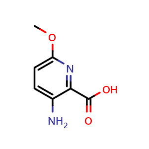 Chemical structure of 3-Amino-6-methoxypicolinic acid , CAS 870971-19-0, AChemBlock W162019