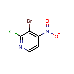 Chemical structure of 3-bromo-2-chloro-4-nitro-pyridine , CAS 1379301-97-9, AChemBlock W162023
