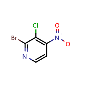 Chemical structure of 2-Bromo-3-chloro-4-nitropyridine , CAS 1805138-23-1, AChemBlock W162025