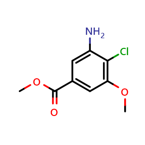 Chemical structure of Methyl 3-amino-4-chloro-5-methoxybenzoate , CAS 63603-10-1, AChemBlock W162028