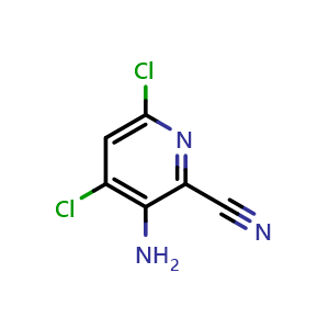 Chemical structure of 3-Amino-4,6-dichloropicolinonitrile , CAS 1073182-86-1, AChemBlock W162041