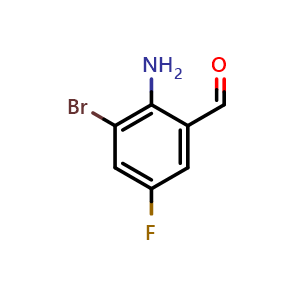 Chemical structure of 2-Amino-3-bromo-5-fluorobenzaldehyde , CAS 953039-61-7, AChemBlock W162042