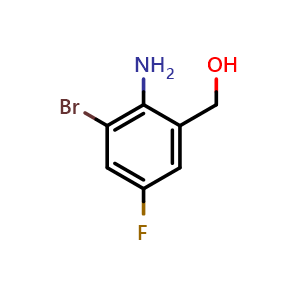 Chemical structure of (2-Amino-3-bromo-5-fluorophenyl)methanol , CAS 55414-45-4, AChemBlock W162046