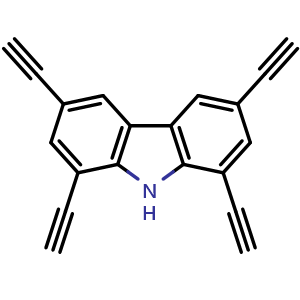 Chemical structure of 1,3,6,8-Tetraethynyl-9H-carbazole , CAS 2415951-75-4, AChemBlock W162086