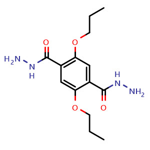 Chemical structure of 2,5-Dipropoxyterephthalohydrazide , CAS 2143456-42-0, AChemBlock W162092