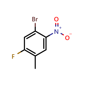Chemical structure of 1-Bromo-5-fluoro-4-methyl-2-nitrobenzene , CAS 1345471-69-3, AChemBlock W162112