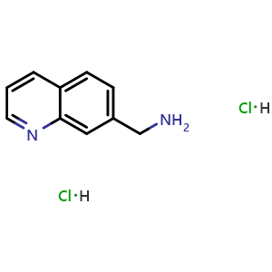 Chemical structure of Quinolin-7-ylmethanamine dihydrochloride , CAS 2503203-31-2, AChemBlock W162116