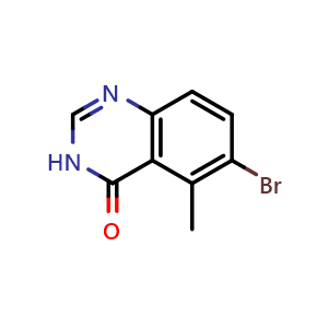Chemical structure of 6-Bromo-5-methylquinazolin-4(3H)-one , CAS 1345444-69-0, AChemBlock W162120