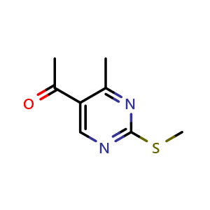 Chemical structure of 1-(4-Methyl-2-(methylthio)pyrimidin-5-yl)ethan-1-one , CAS 66373-26-0, AChemBlock W162142