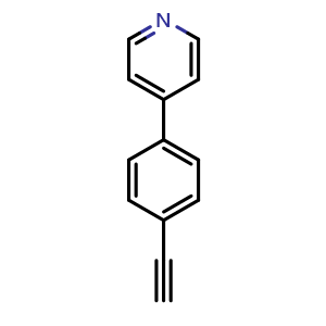 Chemical structure of 4-(4-Ethynylphenyl)pyridine , CAS 83420-57-9, AChemBlock W162151