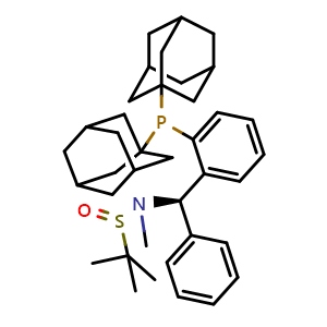 Chemical structure of [S(R)]-N-[(R)-[2-(Diadamantanphosphino)phenyl]phenylmethyl]-N,2-dimethyl-2-propanesulfinamide , CAS 2509201-09-4, AChemBlock W162162
