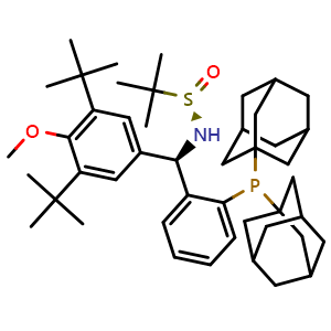 Chemical structure of [S(R)]-N-[(R)-[3,5-Bis(1,1-dimethylethyl)-4 methoxyphenyl][2-(diadamantanphosphanyl)phenyl]methyl]-2-methyl-2-propanesulfinamide , AChemBlock W162170