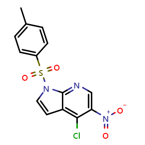 Chemical structure of 4-Chloro-5-nitro-1-tosyl-1H-pyrrolo[2,3-b]pyridine , CAS 1421338-17-1, AChemBlock W162181