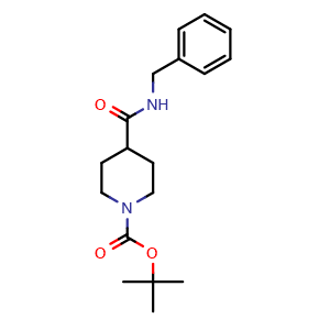 Chemical structure of N-Benzyl 1-Boc-piperidine-4-carboxamide , CAS 188527-08-4, AChemBlock W162266