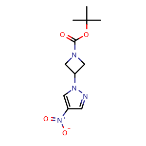 Chemical structure of tert-Butyl 3-(4-nitro-1H-pyrazol-1-yl)azetidine-1-carboxylate , CAS 1314987-79-5, AChemBlock W162267