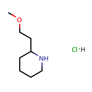 Chemical structure of 2-(2-Methoxyethyl)piperidine hydrochloride , CAS 1185088-10-1, AChemBlock W162279