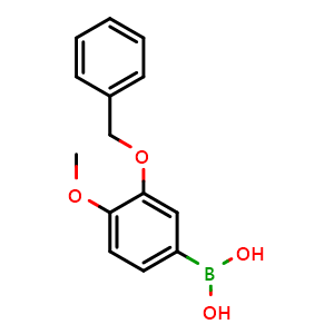 Chemical structure of (3-(Benzyloxy)-4-methoxyphenyl)boronic acid , CAS 243990-54-7, AChemBlock W162300