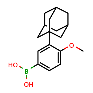 Chemical structure of (3-(Adamantan-1-yl)-4-methoxyphenyl)boronic acid , CAS 459423-32-6, AChemBlock W162301