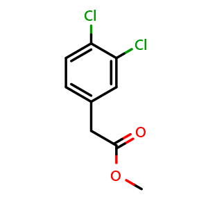 Chemical structure of Methyl 2-(3,4-dichlorophenyl)acetate , CAS 6725-44-6, AChemBlock W162308