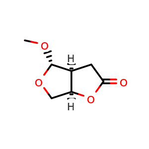 Chemical structure of (3aS,4S,6aR)-4-Methoxytetrahydrofuro[3,4-b]furan-2(3H)-one , CAS 866594-60-7, AChemBlock W162327