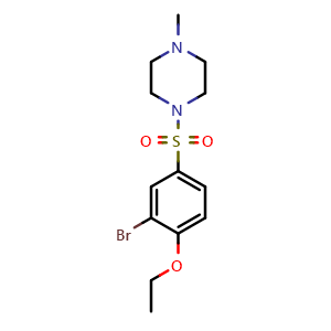 Chemical structure of 1-((3-Bromo-4-ethoxyphenyl)sulfonyl)-4-methylpiperazine , CAS 1093065-11-2, AChemBlock W162358