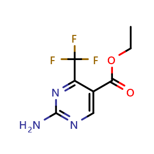Chemical structure of Ethyl 2-amino-4-(trifluoromethyl)pyrimidine-5-carboxylate , CAS 149771-09-5, AChemBlock W162372