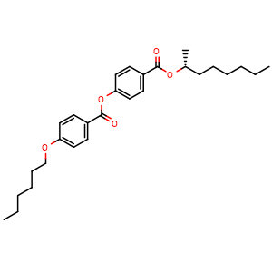 Chemical structure of (R)-Octan-2-yl 4-((4-(hexyloxy)benzoyl)oxy)benzoate , CAS 133676-09-2, AChemBlock W162404