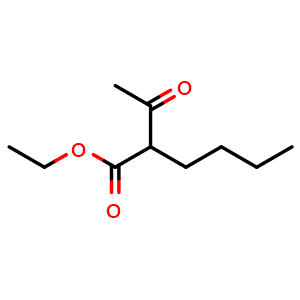 Chemical structure of Ethyl 2-acetylhexanoate , CAS 1540-29-0, AChemBlock W162409