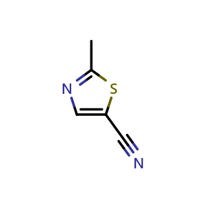 Chemical structure of 2-Methylthiazole-5-carbonitrile , CAS 65735-10-6, AChemBlock W162430