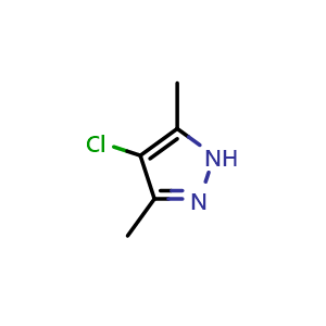 Chemical structure of 4-Chloro-3,5-dimethyl-1H-pyrazole , CAS 15953-73-8, AChemBlock W162480