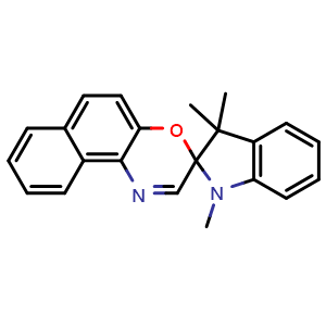 Chemical structure of 1,3,3-Trimethylspiro[indoline-2,3'-naphtho[2,1-b][1,4]oxazine] , CAS 27333-47-7, AChemBlock W162495