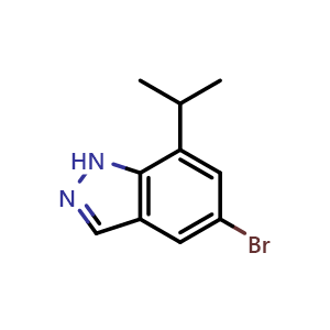 Chemical structure of 5-Bromo-7-isopropyl-1H-indazole , CAS 773887-09-5, AChemBlock W162529