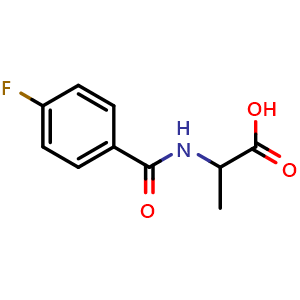 Chemical structure of 2-(4-Fluorobenzamido)propanoic acid , CAS 451-28-5, AChemBlock W162555