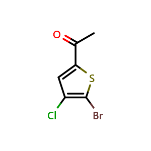 Chemical structure of 1-(5-Bromo-4-chlorothiophen-2-yl)ethan-1-one , CAS 123418-66-6, AChemBlock W162564