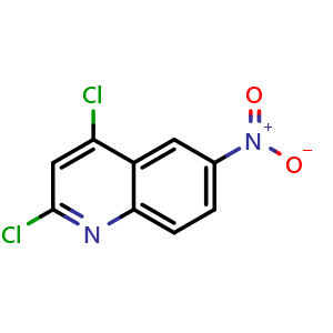 Chemical structure of 2,4-Dichloro-6-nitroquinoline , CAS 408523-59-1, AChemBlock W162594