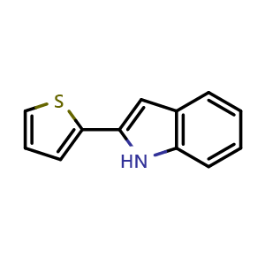 Chemical structure of 2-(Thiophen-2-yl)-1H-indole , CAS 55968-16-6, AChemBlock W162622