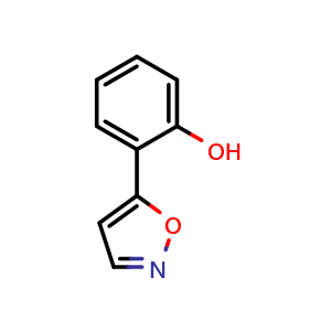 Chemical structure of 2-(Isoxazol-5-yl)phenol , CAS 61348-47-8, AChemBlock W162679