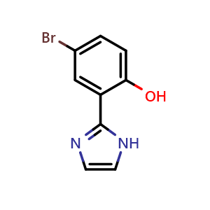 Chemical structure of 4-Bromo-2-(1H-imidazol-2-yl)phenol , CAS 289506-17-8, AChemBlock W162702