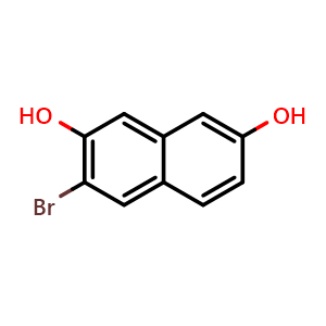 Chemical structure of 3-Bromonaphthalene-2,7-diol , CAS 102653-36-1, AChemBlock W162714
