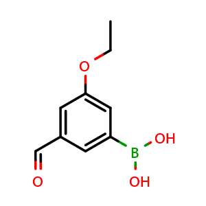 Chemical structure of 3-Ethoxy-5-formylphenylboronic acid , CAS 1072952-04-5, AChemBlock W162772