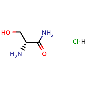 Chemical structure of (R)-2-Amino-3-hydroxypropanamide hydrochloride , CAS 122702-20-9, AChemBlock W162820