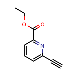 Chemical structure of Ethyl 6-ethynylpicolinate , CAS 1379302-65-4, AChemBlock W162824