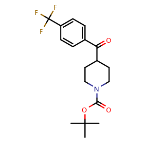 Chemical structure of tert-Butyl 4-(4-(trifluoromethyl)benzoyl)piperidine-1-carboxylate , CAS 725229-27-6, AChemBlock W162832